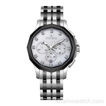 Stainless Steel Polygon Shape Chronograph Quartz Watch